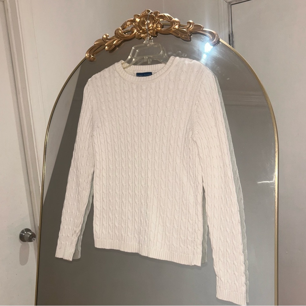 Karen Scott White Cable Knit Sweater